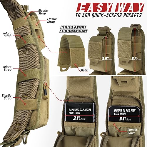 WYNEX Molle Accessories Pouch of Double Zipper Pocket Version, Backpack  Strap Pouch Shoulder Strap Molle Attac