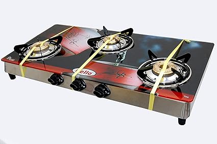 Cello 3 Burner Digital Toughened Glass Top Gas Stove (Tea)