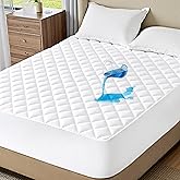 Bedsure King Mattress Protector, Quilted Waterproof Mattress Pad with Deep Pocket up to 22 Inches, Soft Breathable Noiseless Bed Cover, Topper Bed King White for Home, Bedroom, Hotel - White