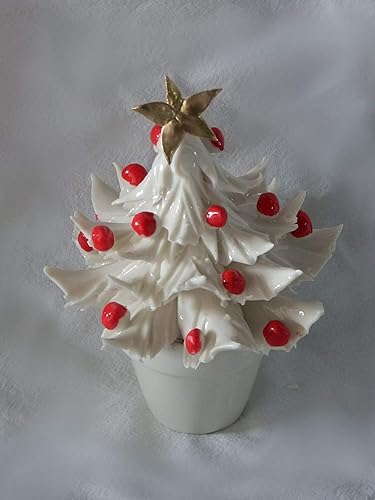 Immagini Alberelli Di Natale.Piantina Alberello Di Natale Con Palline Rosse Porcellana Capodimonte Amazon It Handmade