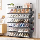 OYREL 7 Tier Shoe Rack 28-35 Pairs Large Organizer Black with Side Bag view 5