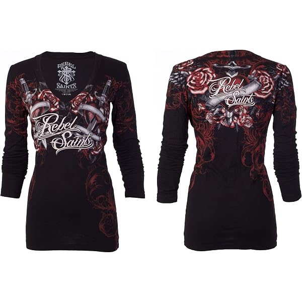 T-shirt donna Rebel Saint by Affliction Ravenous Biker tatuaggio
