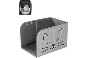 Beveetio Waterproof Cat Litter Box Enclosure Splash Guard, Foldable Cat Box Enclosure with Removable Mat & 2 Hooks for Scoop, Easy to Clean, Large Pee Shield for Anti-Leakage, 24"L X 16.14"W X 16.14"H