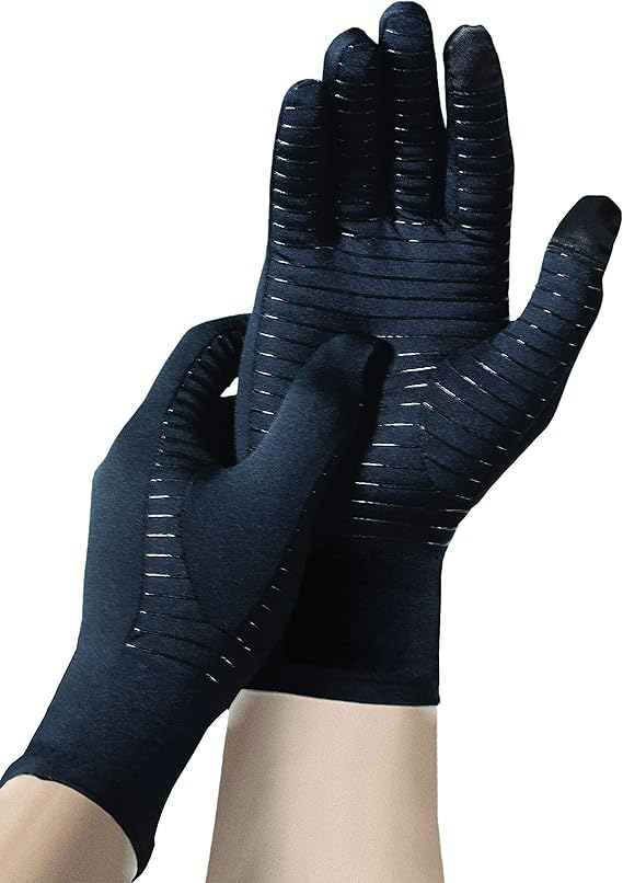 Copper Fit Guardwell Gloves Full Finger Hand Protection, XLarge, Black