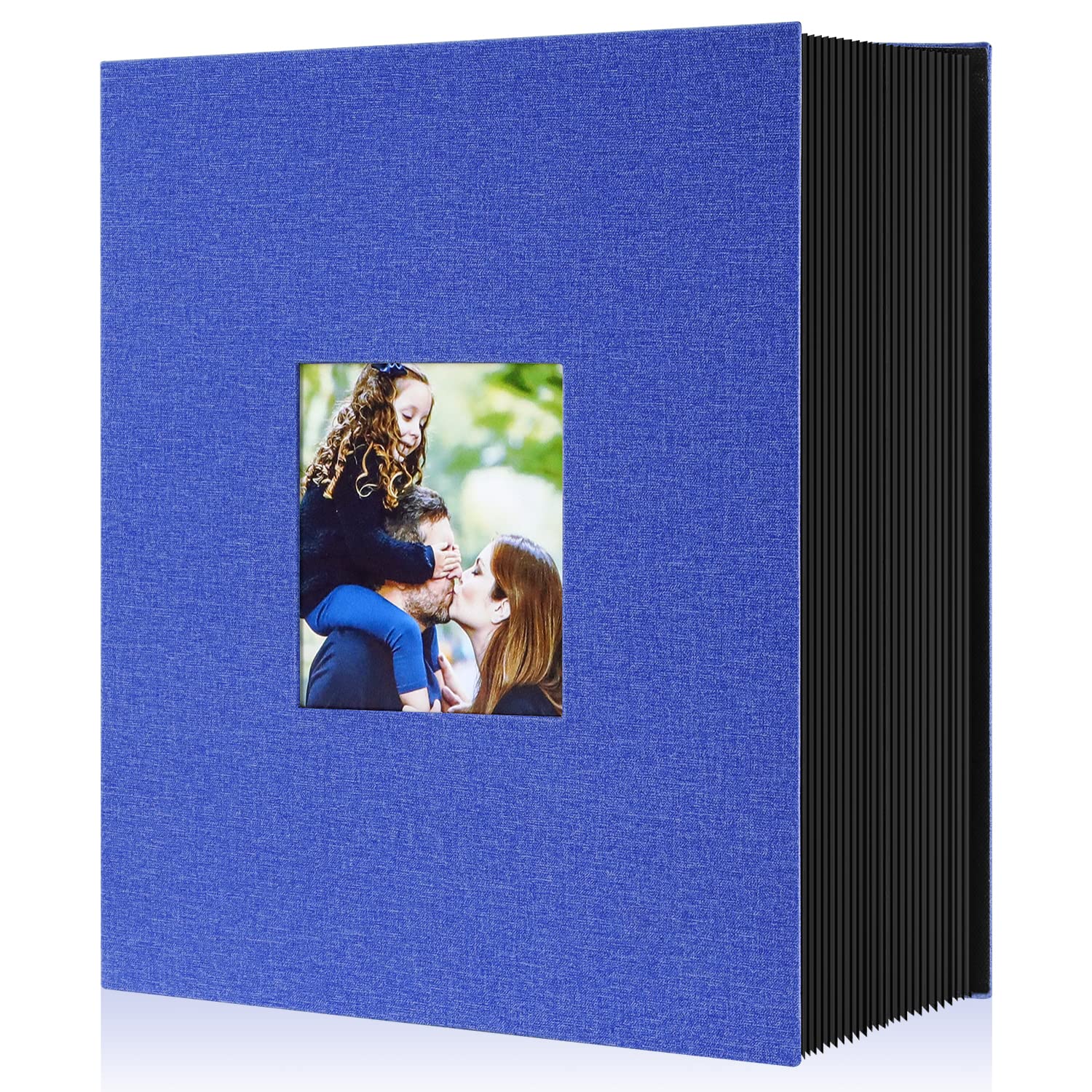 Lanpn Large Giant Linen Fabric Photo Album for Horizontal Vertical Photos (Blue)