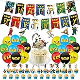 52PCS Birthday Party Decorations, Anime Party Balloons for Kids boys, Cartoon Birthday Party Supplies with Birthday Banner, B