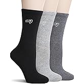 Eocom Women Socks Thin Cotton Bootie Socks Women Above Ankle Crew Socks 3 Pairs