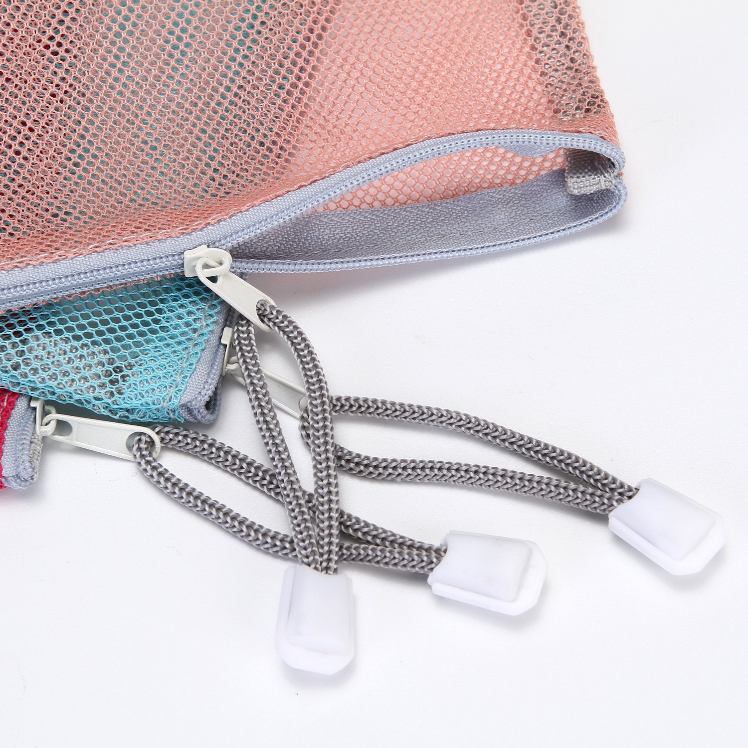 Sea Team 6pcs Multicolored Portable Travel Toiletry Pouch Nylon Mesh Cosmetic Makeup Organizer Bag with Zipper : Beauty