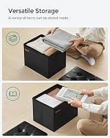 SONGMICS Storage Ottoman Foldable 31x41x31 cm Foot Stool 130 kg Ink Black view 4