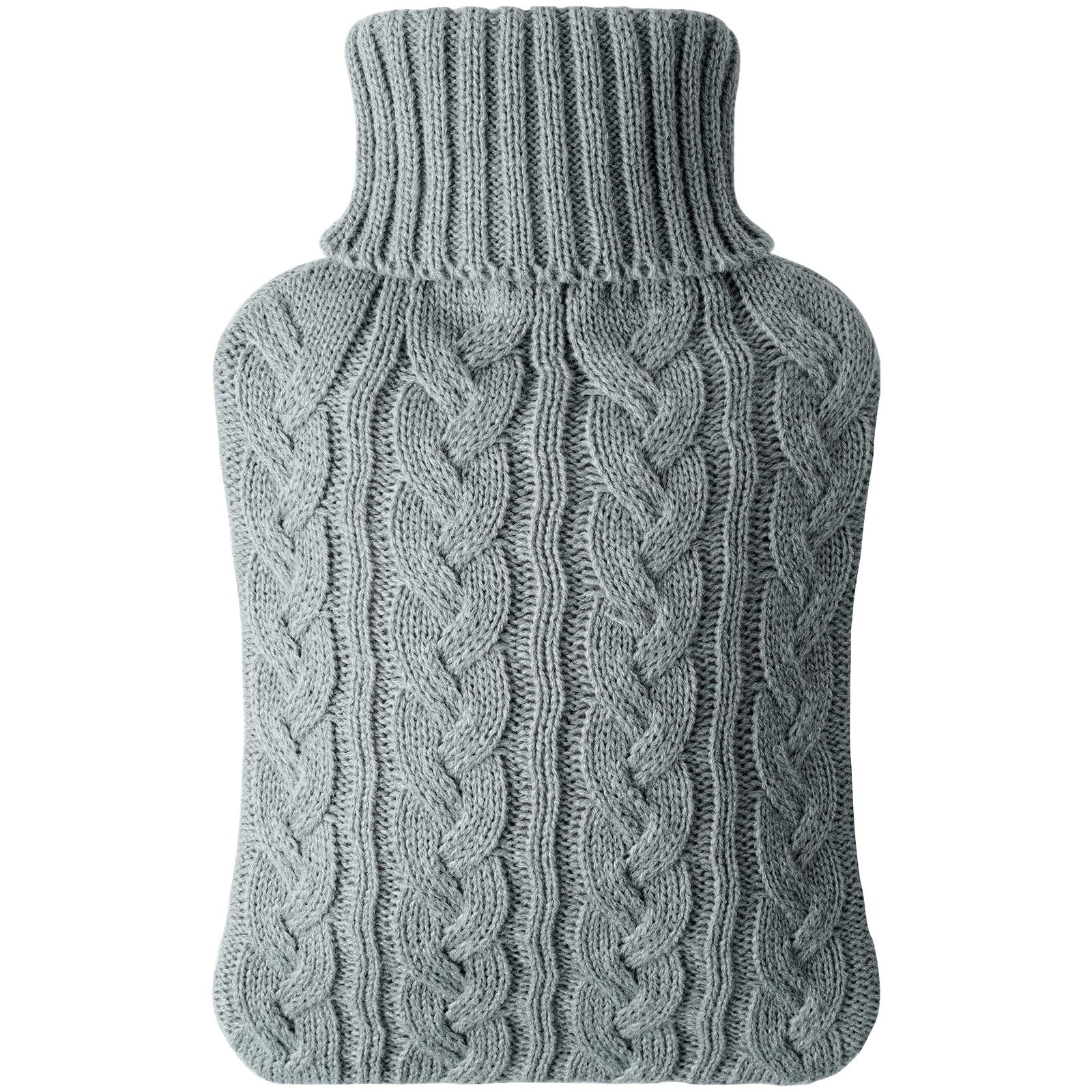 Vicloon Hot Water Bottle with Knitted Cover, 2L Hot Water Bottle for Hot and Cold Compress, Hand & Feet Warmer, Muscle Pain Relief, Hot Water Bag for Great Gift, Safe and Durable (Light Grey)