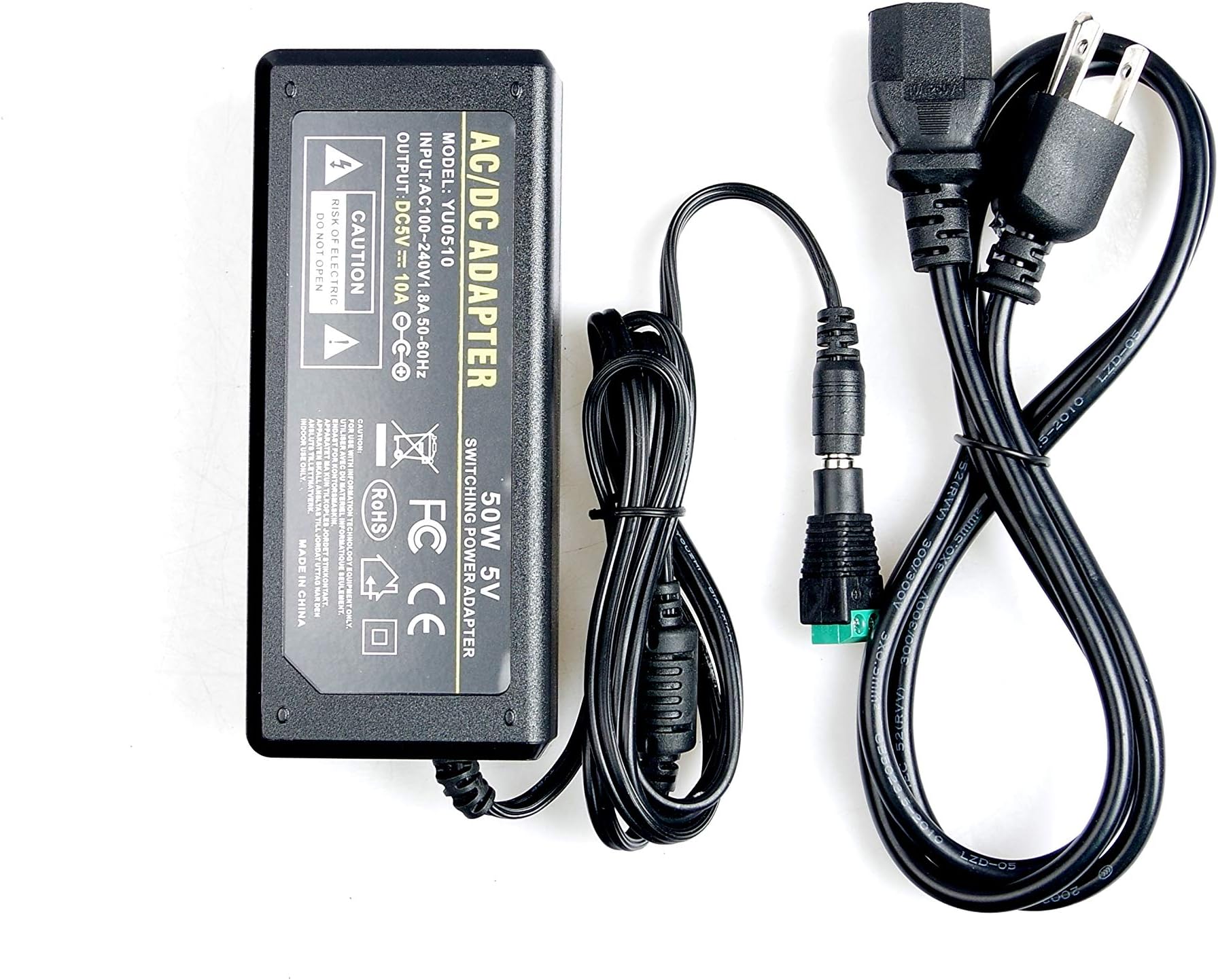 LIVISN 5V Power Supply 5V 10A 50W AC 100V - 240V to DC Power Adapter Converter Transformer 5.5x2.5mm Plug for WS2812B WS2811 LED Pixel Strip Light Controller Raspberry Pi Webcam Router USB-HUB
