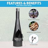 Dellonda Conical Chiminea Black Steel Outdoor Fireplace H127cm DG109 view 3