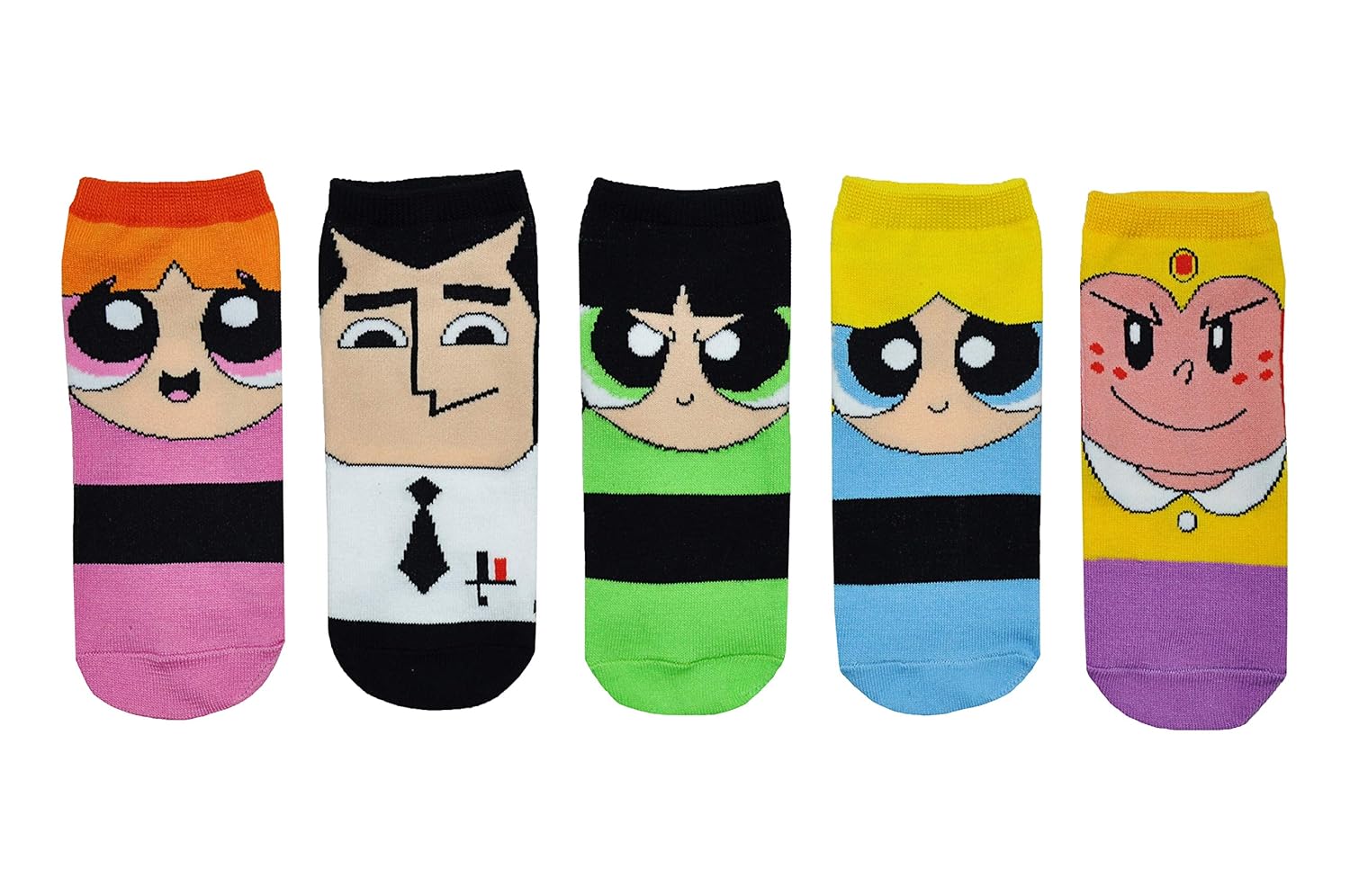 Powerpuff Girls Costume Socks (5 Pair) Low Cut Fits Shoe Size 410