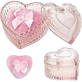 2 Pieces Large Body Powder Puff and Container, Dusting Powder Container with Puff,Powder Puff Crystal Case, Body Powder for Women Soft Washable Reusable Velour Face Body Glitter Wet Dry Makeup(Love)
