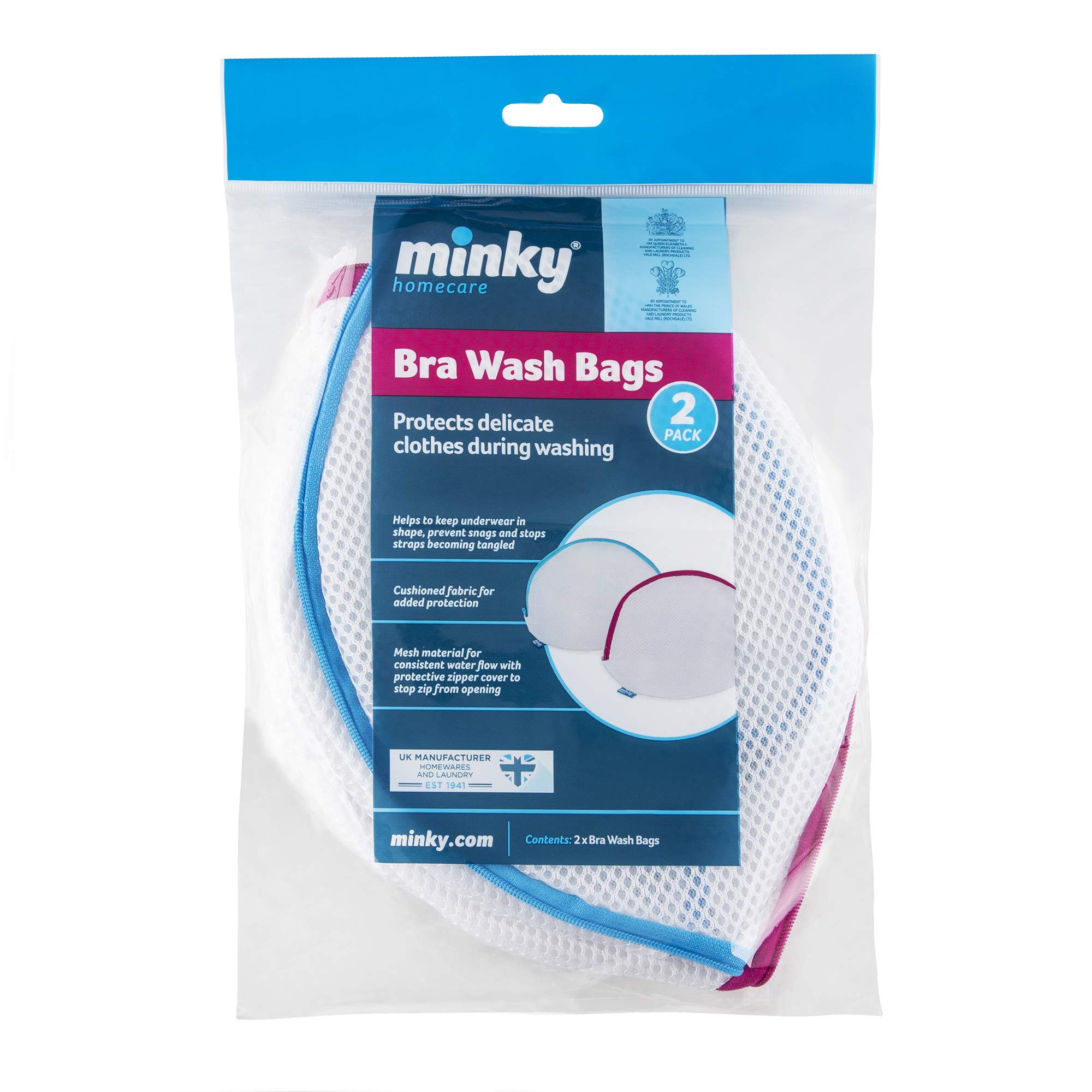 Minky Delicate Bra Wash Bag 2 Pack, Reusable Laundry Bags for Washing Machine, Mesh Laundry Protective Case with Zips
