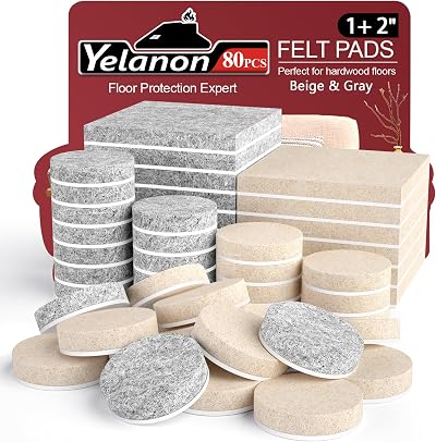 Yelanon Felt Furniture Pads 80 Pcs Beige Gray Self Adhesive