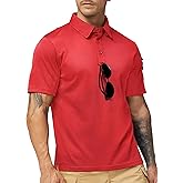 MIER Men's Outdoor Performance Tactical Polo Shirts Short and Long Sleeve, Moisture-Wicking