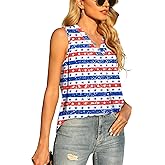 QUEZHU Women's Summer Sleeveless Chiffon Tank Tops Blouse Loose Casual V Neck Blouses Shirt