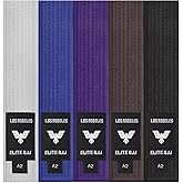 Elite Sports Adults Brazilian Jiu Jitsu Belts for Men & Women,Cotton IBJJF Approved BJJ Belts with Ranking Stripes Sleeve Bar