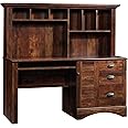 Sauder Harbor View Home Office Computer Desk with Hutch, Keyboard Tray, in Curado Cherry