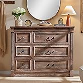 Aitjunz Farmhouse 6 Drawers Dresser for Bedroom, 48" Wide Large Dressers & Chests of Drawers w/Roman Column, Storage Dressers