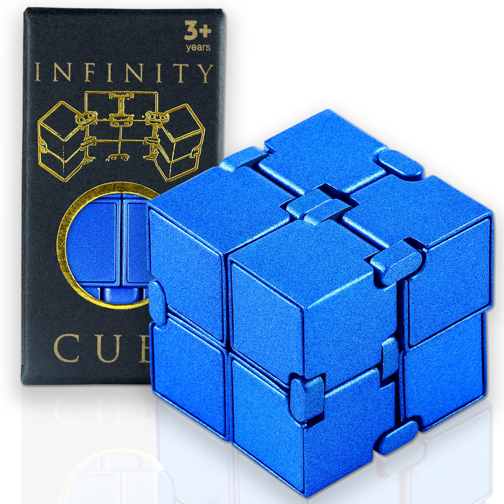 SMALL FISH Fidget Infinity Cube - Built-in Metal Never Ending Infinite Cube,Cool Sensory Aluminum Infinity Cube for Stress Anxiety Relief, Best for Adults and Kids with Autism,and ADHD