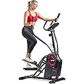Sunny Health &amp; Fitness Elliptical Exercise Machine with Long Stride Workout | Adjustable Magnetic Resistance, Joint-Friendly, Smart Function, Heart Rate Sensor, Digital Monitor, SunnyFit App