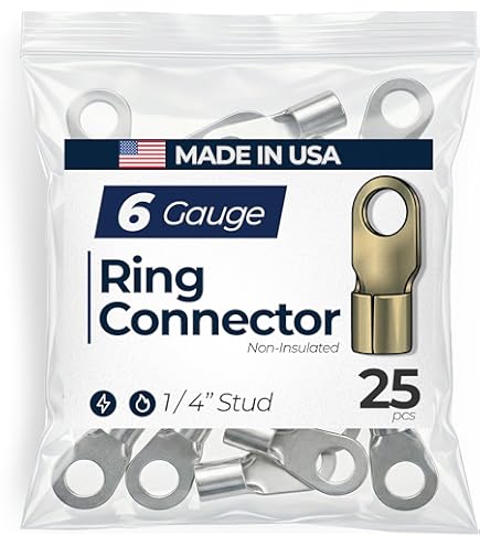 Amazon.com: 16-14 Ga. Narrow-Profile Ring Terminals, #6 Stud