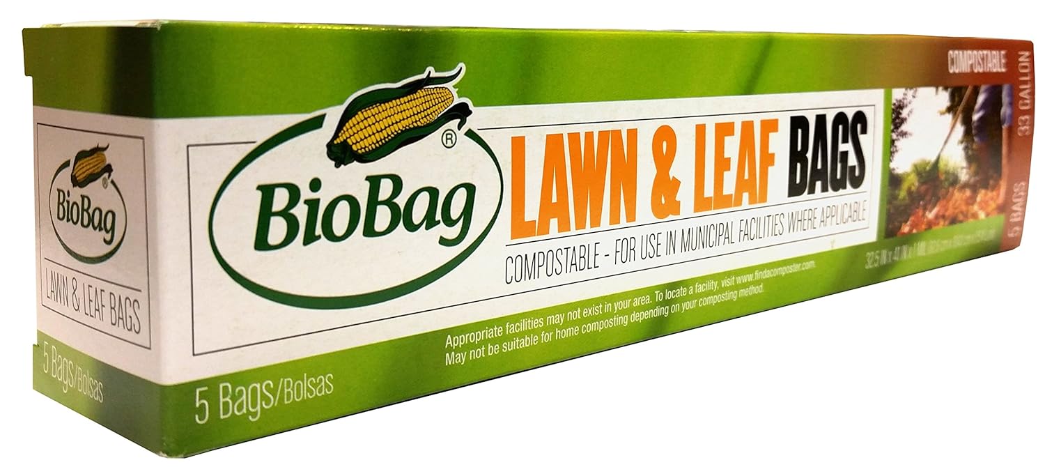 33 Gallon BioBag Premium Compostable Lawn & Leaf Yard Waste Bags 60