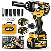 MBNGF Impact Wrench 1/2 Inch, High Torque Impact Gun with 1500N·m(1100 Ft-lbs), 21V Brushless Electric Impact Wrench with 2 * 40Ah Battery, 3-Speed, LED Light, 5 Sockets for Car/Mower/Pickup/Truck RV