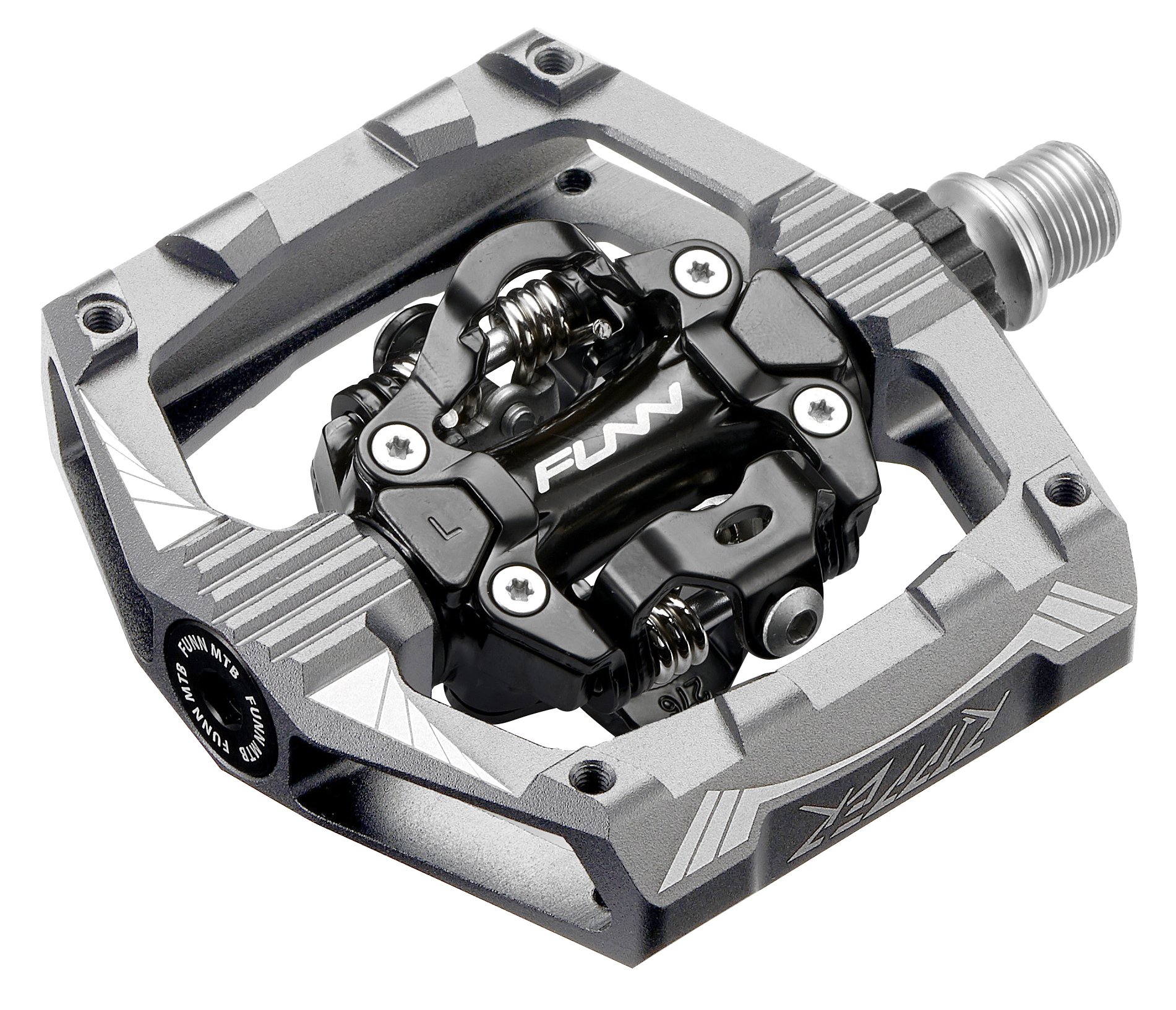 Funn Ripper Mountain Bike Clipless Pedals, Rocker Clip/Spring-Loaded Clip-in Mechanism, Compatible with SPD Cleats, 9/16" CrMo Axle Bicycle Pedals for MTB/Gravel Cycling (Gray)