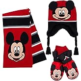 Disney Boys' Mickey Mouse Winter Hat Set - 3 Piece Beanie, Gloves or Mittens, and Scarf Set (2-7)