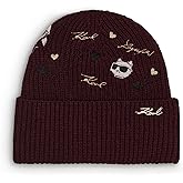 Karl Lagerfeld Womens Embroidered Karl Hearts Velboa Fleece Lined Beanie