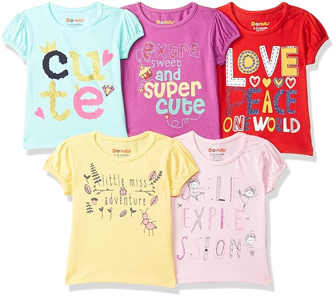 Baby-Girls Regular fit T-Shirt (Pack of 5)