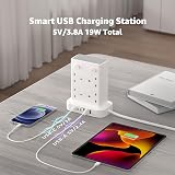 toomke 8 Way Tower Extension Lead with USB C & USB A, 1.8m, 4 Independent view 3
