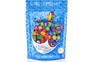 Wood Multi-Colored Dreidels Medium Sized Hanukkah Draydels with English Transliteration (50-Pack)