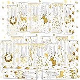 Glenmal 24 Pcs Christmas Wine Gift Bags with Handles Christmas Wine Bottles Gift Bags Bulk for Xmas Wedding Birthday Holiday Party (White GoldS)