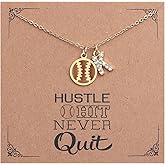 Drogomen Softball Necklace for Teen Girls Personalized CZ Initial A-Z Sports Charm Necklace Inspirational Softball Gifts for Team Coaches Players