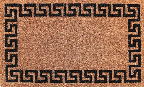 Coco & Coir Door Mats Indoor | Natural Coir Doormat | Non Slip Abstract Design Entrance Welcome Mat (Aztec Wall 45cm x 75cm)