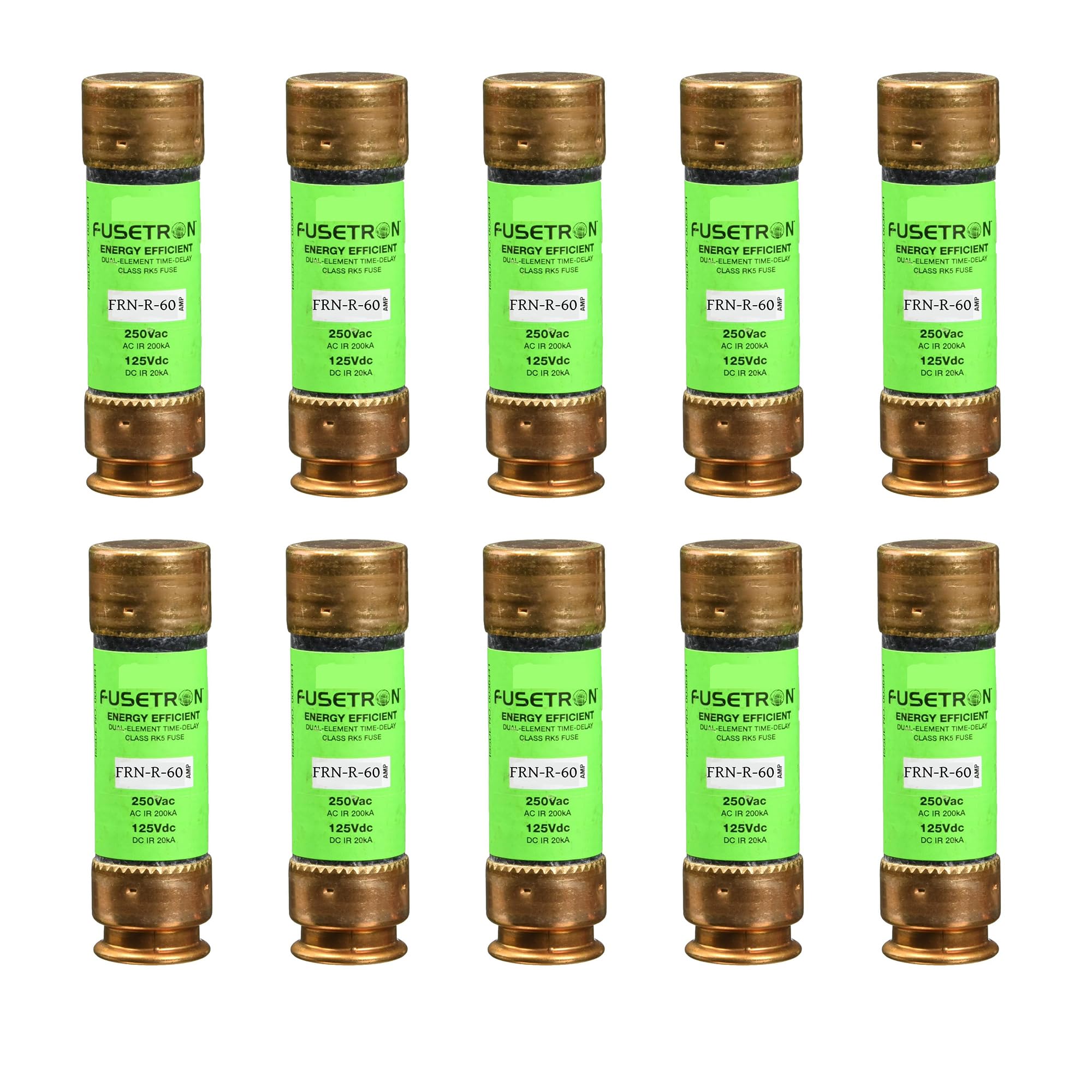 Photo 1 of 10-Pack New FRN-R-60 FRN-R-60A 250Vac Time Delay Fuse?FRN-R-60A Current Limiting Class RK5 Fuse