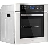 Empava 24 Inch Electric Single Wall Oven 10 Cooking Functions Deluxe 360° ROTISSERIE with Sensitive Touch Control in Stainles