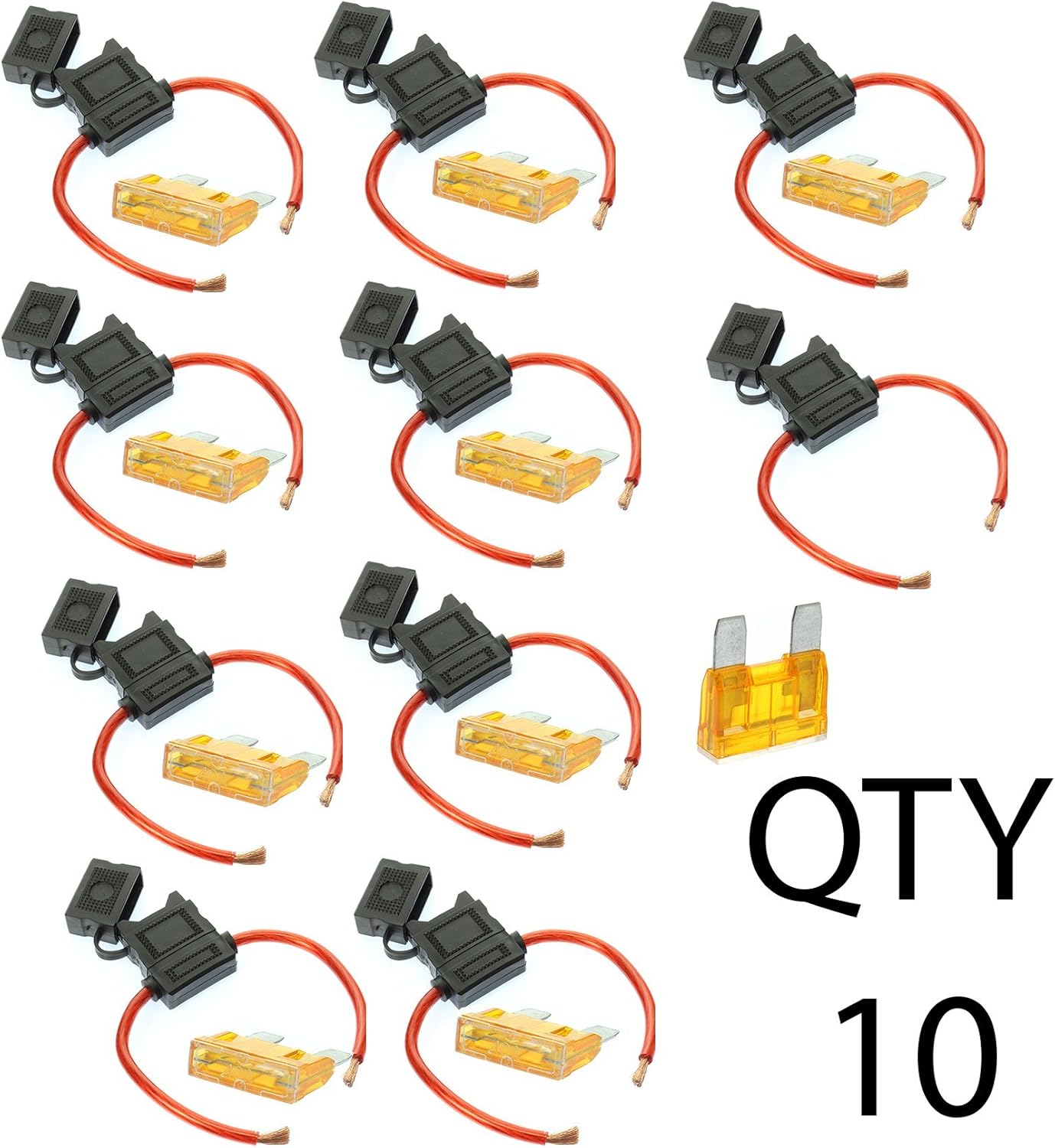 10 Pack VOODOO 8 Gauge Maxi Inline Fuse Holder Fuseholder with Cover