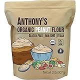 Anthony's Organic Peanut Flour, Defatted, 2 lb, Light Roast 12% Fat, Verified Gluten Free