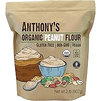 Anthony's Organic Peanut Flour, Defatted, 2 lb, Light Roast 12% Fat, Verified Gluten Free