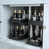 2-PACK Under Sink Organizers and Storage with Sliding Drawer, 2-Tier Bathroom Under Sink Shelf Rack,Multi-Functional Cabinet 