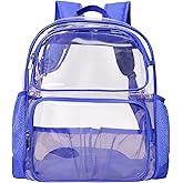 GiMiUiTo Clear Backpack Heavy Duty,17'' Transparent Bag See Through Backpack for College Work Travel Security,Blue