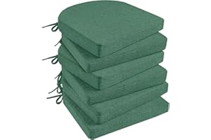 Basic Beyond Chair Cushions for Dining Chairs 6 Pack, Memory Foam Chair Cushion with Ties and Non Slip Backing, 16 x 16 inches Chair Pads for Dining Chairs(Forest Green)