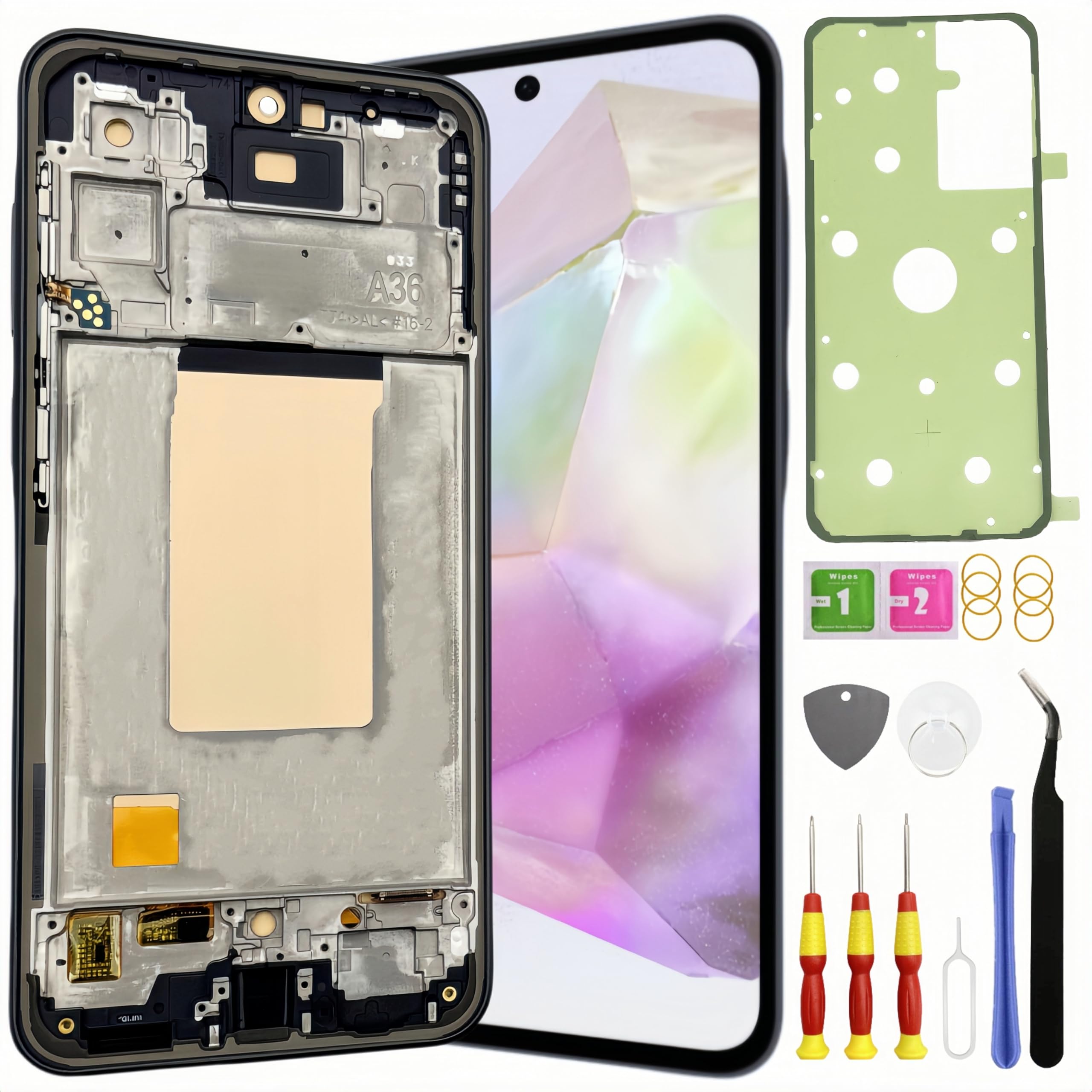 Photo 1 of OLED Galaxy S23 FE Screen Replacement for Samsung Galaxy S23 FE 5G LCD Screen Touch Digitizer Display Pantalla with Frame Tool kit SM-S711U with Fingerprint Black