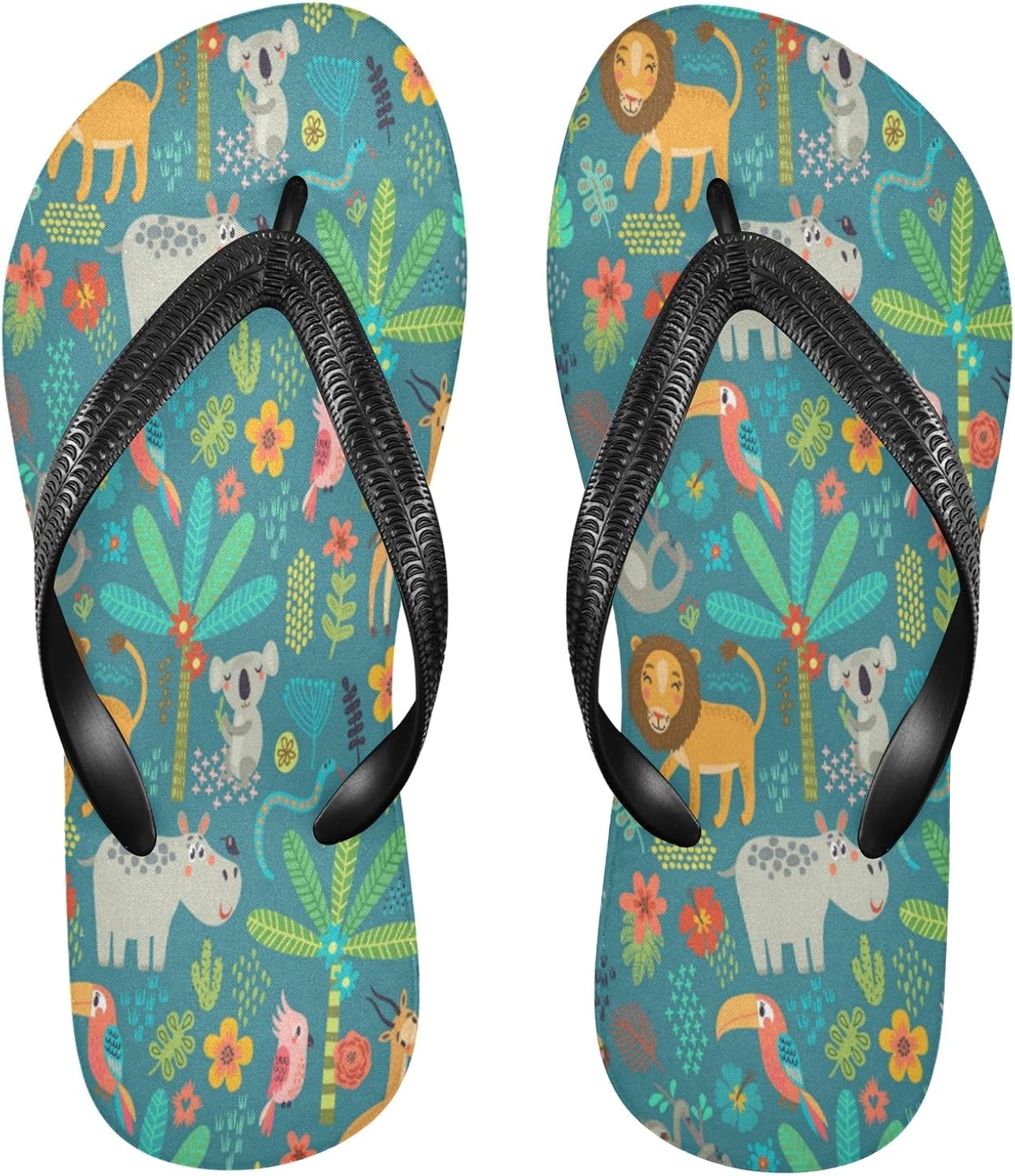 Blueangle Jungle Animals Flip Flop Comfortable Thong Style