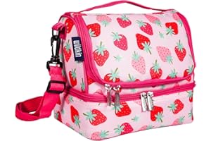 Wildkin Two Compartment Insulated Lunch Bag for Kids – School & Travel Ready - Strawberry Patch